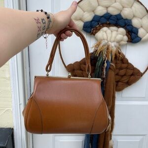 Vintage Dofan Brown Leather Handbag with Top Handle